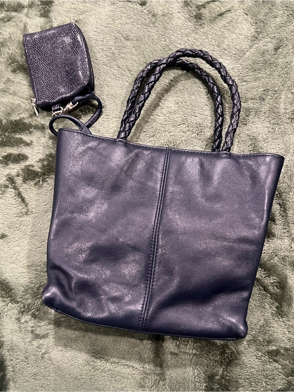 Vintage diamicci navy Braided-Handle Crossbody Tote